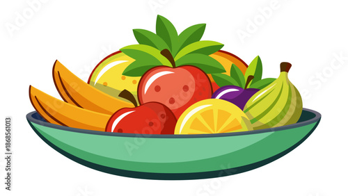 Assorted fruits in a bowl Vector
