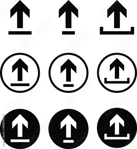 This professional icon set is designed for digital data transfer and file management interfaces. These symbols serve as intuitive Call-to-Action (CTA) buttons in web and mobile apps, allowing users to