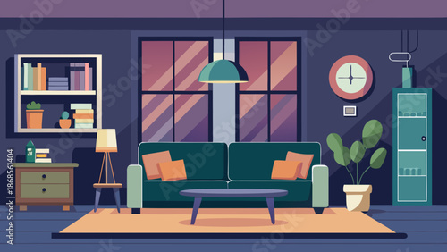 Modern living room with comfortable sofa Vector