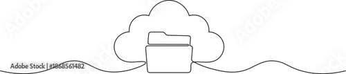 Continuous Single Line Cloud Storage Silhouette Illustration for Cloud Computing and Big Data Concept Vector