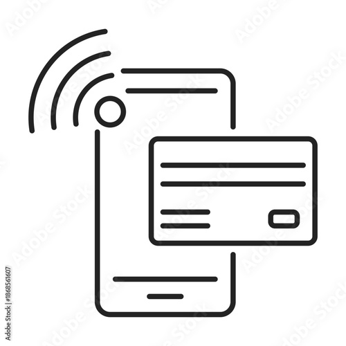 credit card NFC line icon