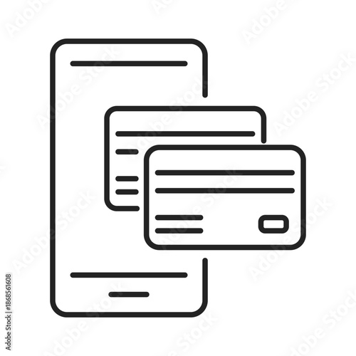 Mobile credit card line icon