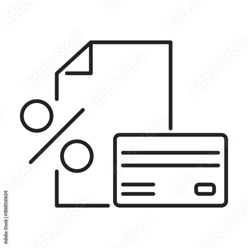 Contract percent credit card line icon