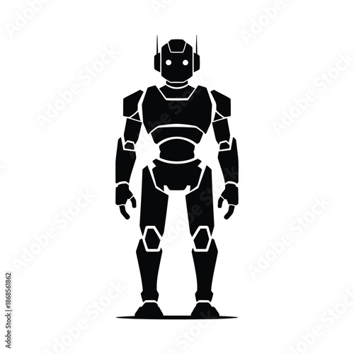 Advanced Futuristic Humanoid Robot - Mecha Android Silhouette for Cybernetic and Robotic Engineering