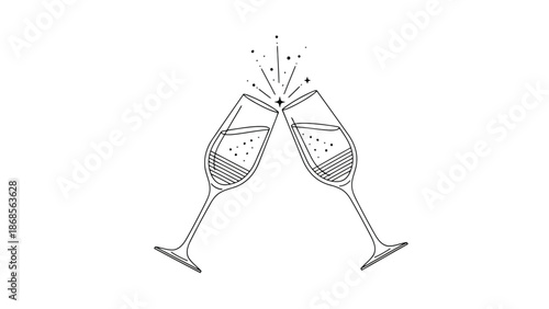 Elegant champagne glasses clinking in celebration