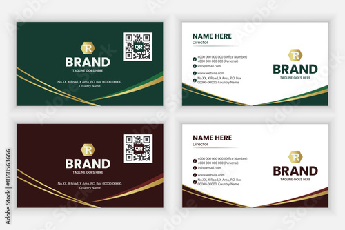 Modern corporate double-sided business card template.