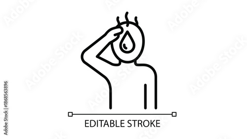 Person feeling stressed with sweat drop on forehead