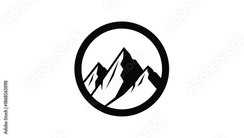 Mountain peaks in a circular frame