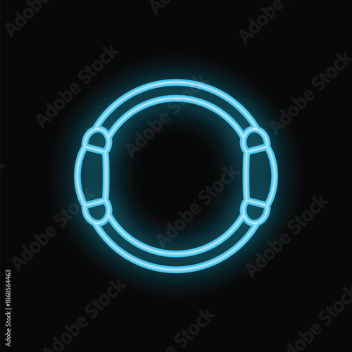 Blue neon bracelet glowing on black background, perfect for fashion and accessory concepts