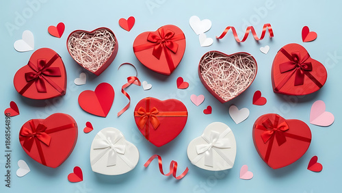 Assorted heart-shaped gift boxes for valentine's day