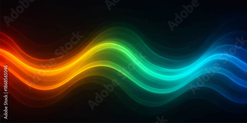 Futuristic abstract background featuring glowing blue fractal lines and colorful wavy motion patterns on a black backdrop for a creative energy design illustration