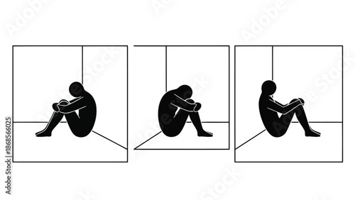 Silhouettes of people feeling sad and depressed alone