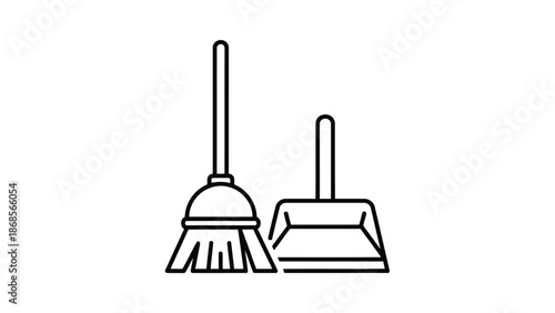 Broom and dustpan for cleaning and sweeping