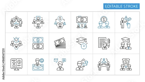 Business finance icons set for commercial use