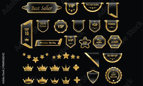 luxury set. Premium branding symbols. Golden Ornament Icons. Exquisite Identity Symbols. Prestige and excellence regulation signs
