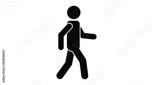 Modern stick figure walking with purpose