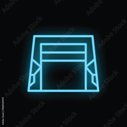 Neon blue football goal symbolising football match on black background