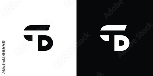 Unique and strong letter TD initials logo design