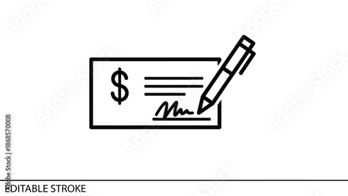 Modern business payment concept with check and pen