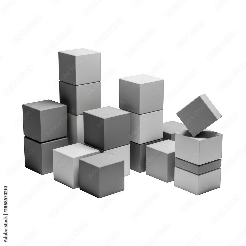 Fototapeta premium Stacked cubes isolated on white background