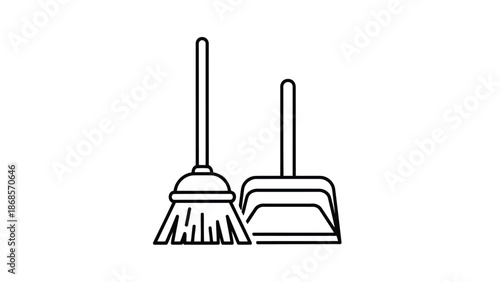 Broom and dustpan for cleaning and sweeping