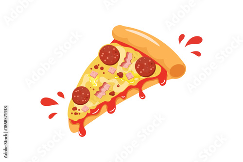 Pizza slice salami pepperoni pizza vector.