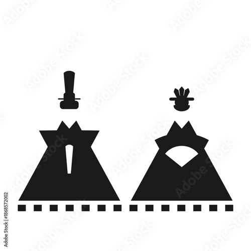 ひなまつりのお内裏様とお雛様のシンプルなフラットデザインのアイコン