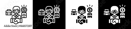 Brokerage Icon Set In Black And White Filled Style Collection