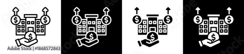 Capital Raising Specialist Icon Set In Black And White Filled Style Collection