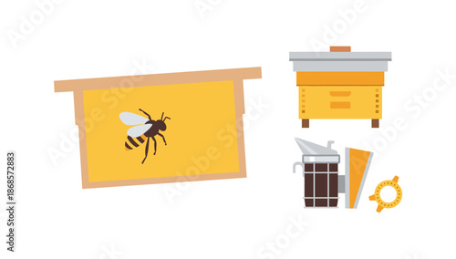 Beekeeping equipment essentials: honeycomb frame, beehive tools, and more