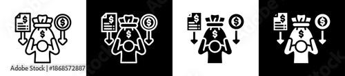 Financial Burden Icon Set In Black And White Filled Style Collection