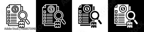 Financial Audit Icon Set In Black And White Filled Style Collection
