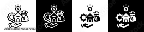 Asset Management Icon Set In Black And White Filled Style Collection