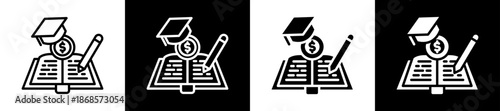 Financial Literacy Icon Set In Black And White Filled Style Collection