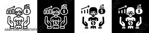 Personal Finance Icon Set In Black And White Filled Style Collection