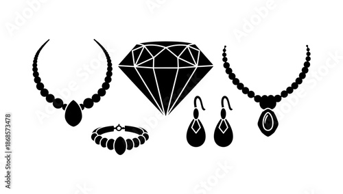 Elegant jewelry silhouette design featuring diamonds and earrings