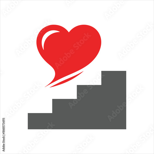 Romantic red heart icon with love letter and envelope for Valentine’s Day illustration