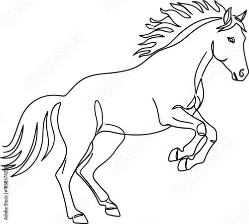 Majestic horse illustration with flowing mane and tail in dynamic pose