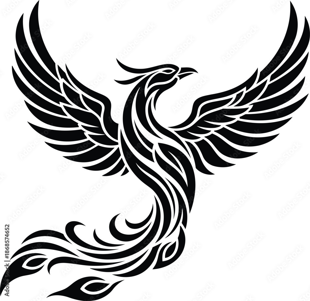 Obraz premium Tribal phoenix rising vector illustration