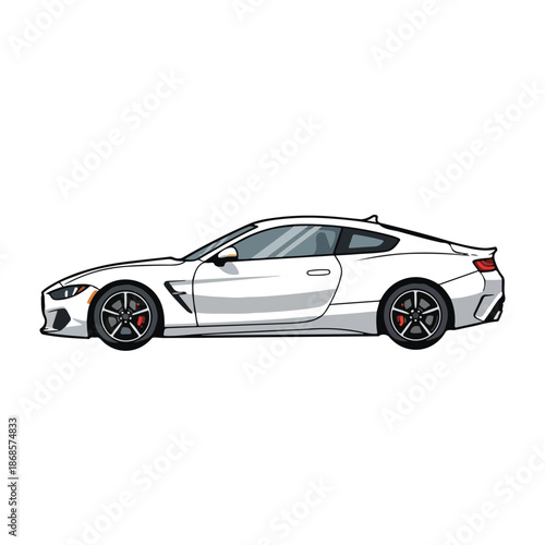 A sleek red sports car and luxury roadster model featuring a fast transport design with expensive silver wheels isolated on a white background for speed and style