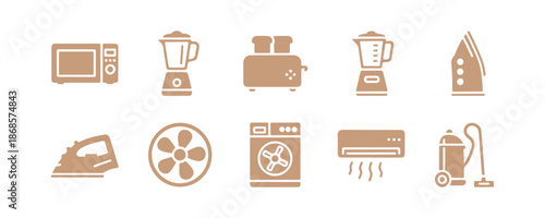 Collection of glyph icons for home appliances, household items, vector graphics, logo illustrations, icons for house equipment, signs for appliances, solid pictograms, and editable stroke.