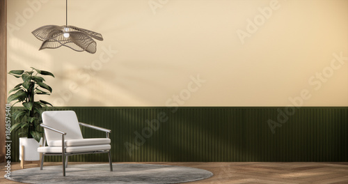 Minimalist Living Room contemporary style Interior Design have modern tropical and decoration. 3D rendering