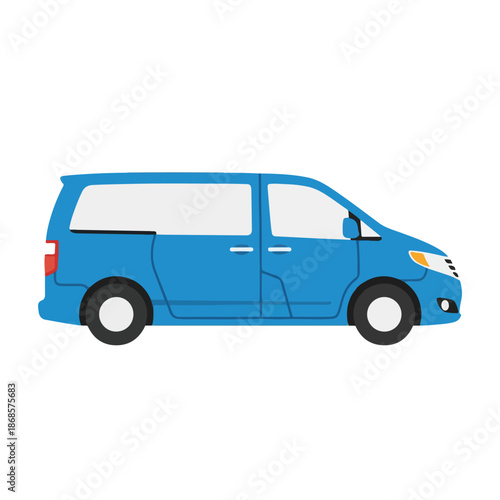 Small blue toy car model and red transport vehicle isolated on white background for auto delivery travel illustration