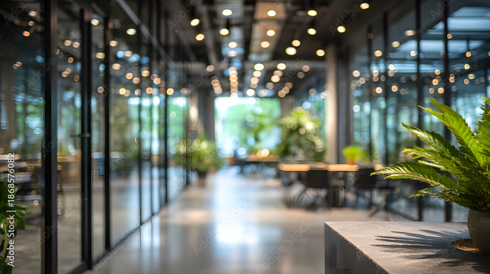 custom made wallpaper toronto digitalStunning photo of abstract office interior background. Blurry office space. Modern workspace design. Glass walls, blurred furniture, plants. Natural light, commercial building.