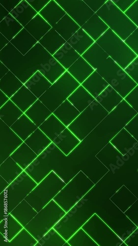 green data matrix, digital technology geometric background vertical, Motion graphic composition seamless loop, with futuristic concept