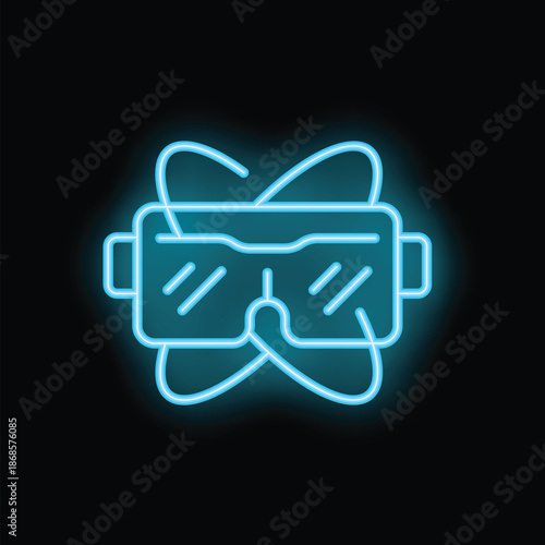 Glowing neon sign representing the fusion of virtual reality and science, ideal for projects related to metaverse innovations