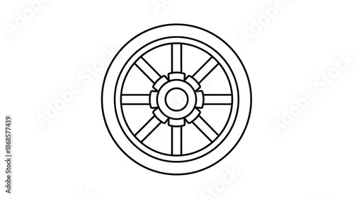 Golden Buddhist Eight Spoked Dharma Wheel Vector