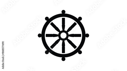 Dharmachakra Buddhist Religious Symbol black and white Vector