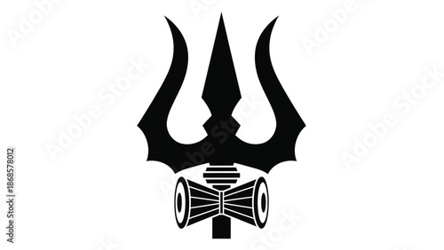 Trishula Hindu Trident Symbol Black and White Vector