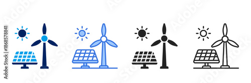 Renewable  Icon Set Different Style Collection. 